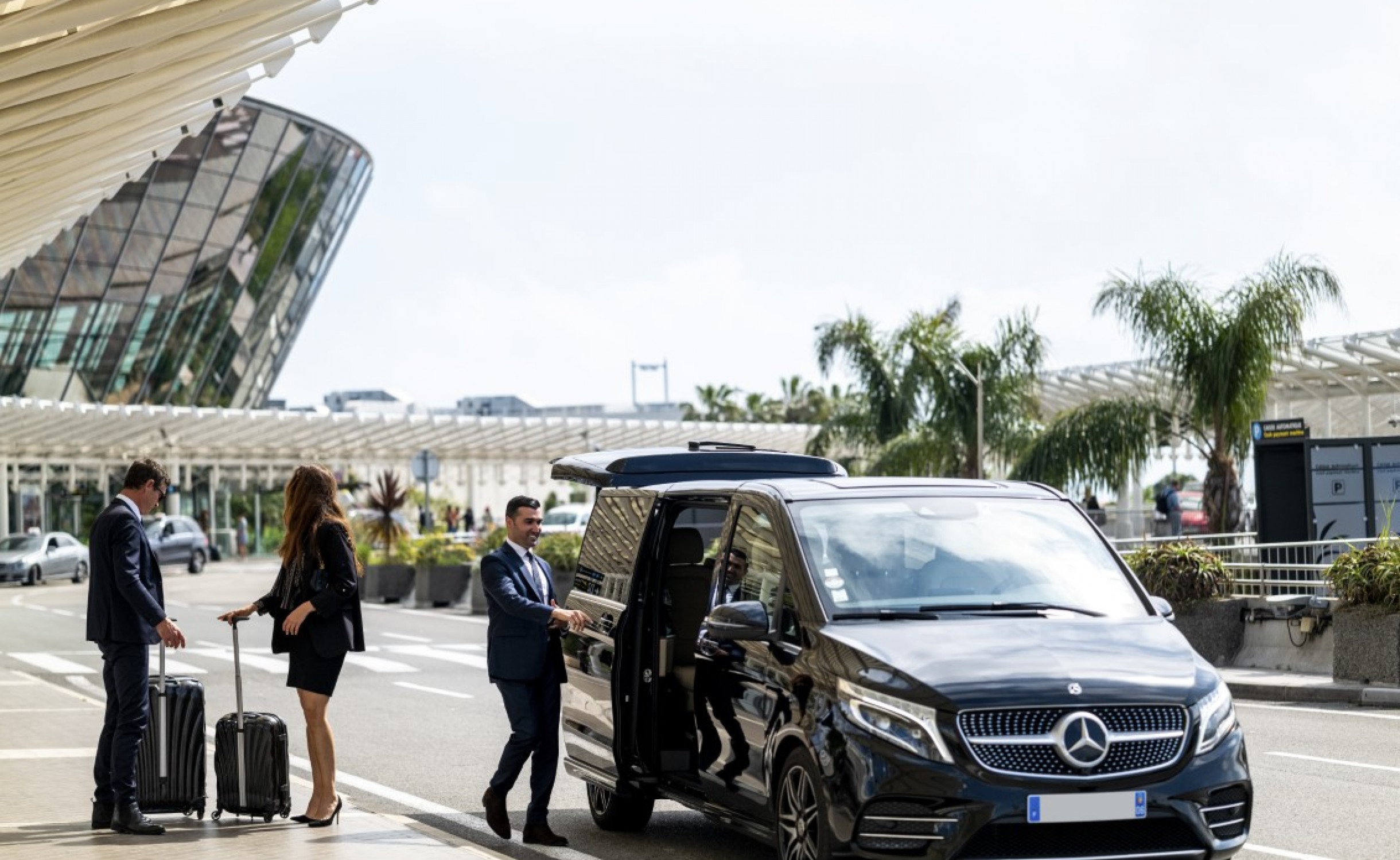 Airport transfer vehicle parked at Mauritius airport